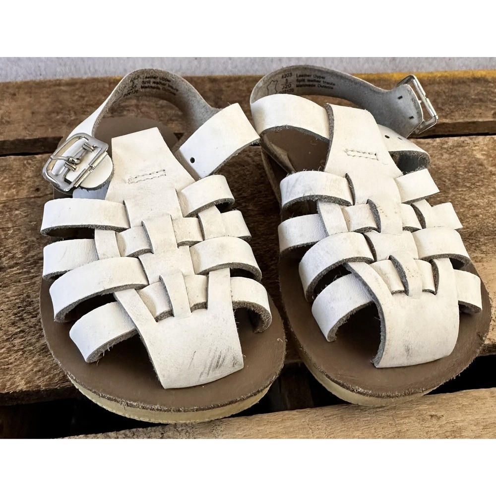 Salt Water Sun San Leather Sandals Girls 5 White Excellent